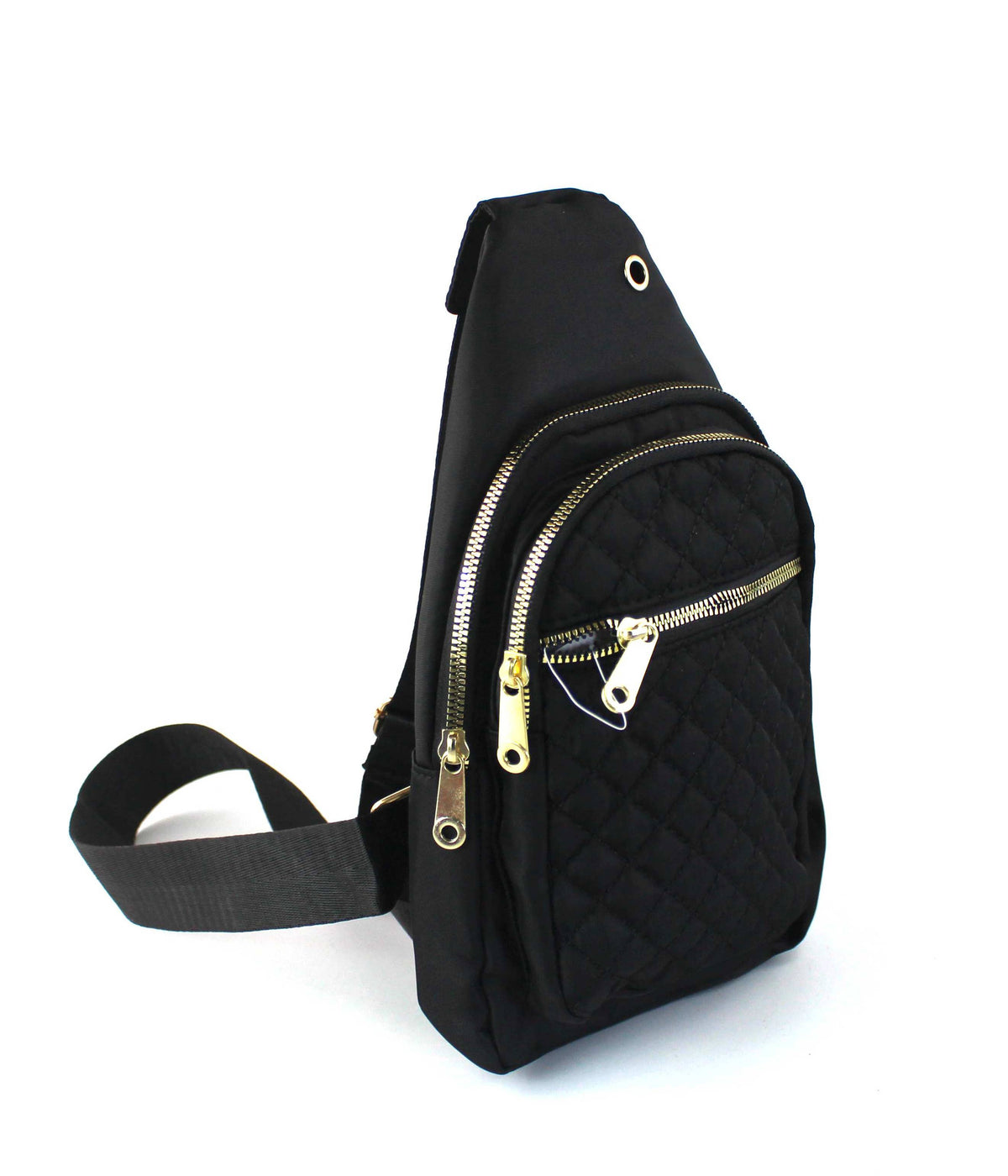 Sleek Quilted Nylon Sling Bag - Multi-Pocket Chest Pack