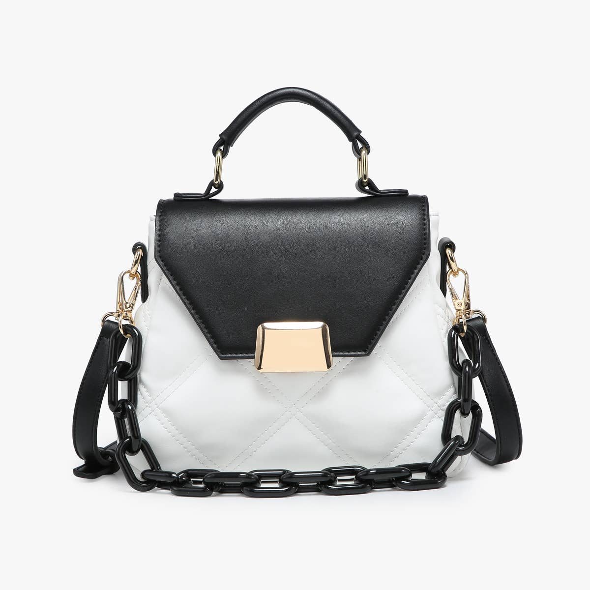 Ollie Quilted Crossbody Bag – Chain Strap | M2405 : Black/Grey