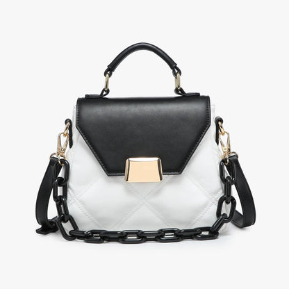Ollie Quilted Crossbody Bag – Chain Strap | M2405 : Black/Grey