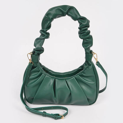 Pleated Simple Shoulder Bag: Pink