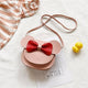 Girls Mini Cartoon Cute Crossbody Coin Purse: Pink with Red