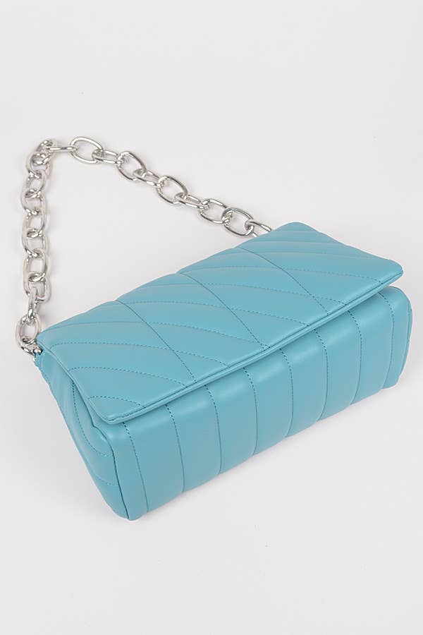 Quilted Chain Shoulder Bag: Orange