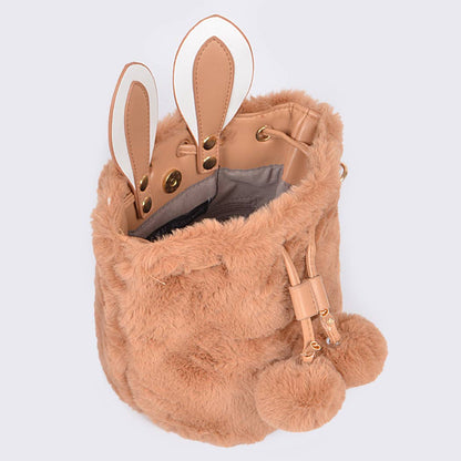 Faux Fur Bunny Clutch: Black
