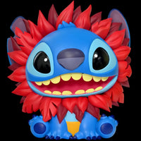 Animated character with red and blue floral-like design on a white background