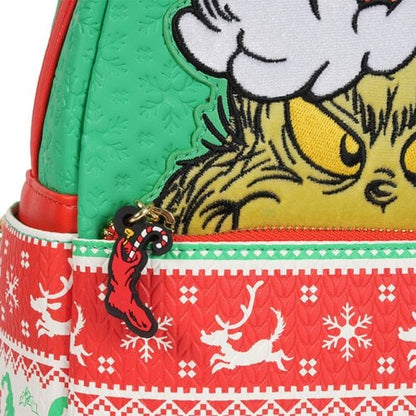 Loungefly How the Grinch Stole Christmas Grinch Christmas Sweater Mini Backpack - Limited Edition Exclusive