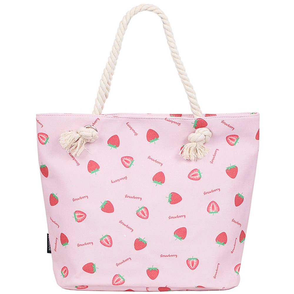 STRAWBERRY PRINT TOTE BAG, BAB 931: PIN