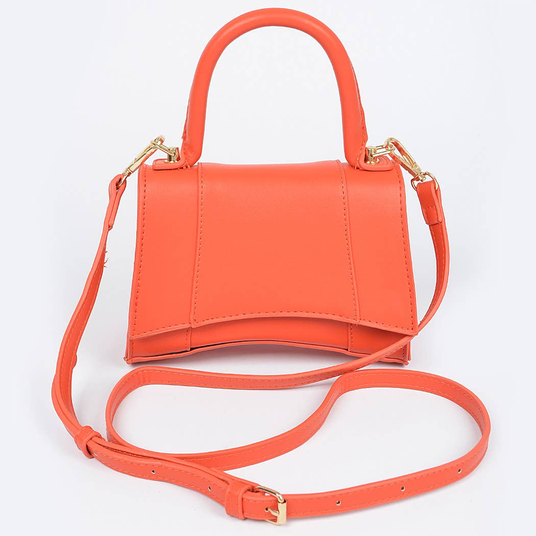 Faux Leather Top Handle Bag: Lavender