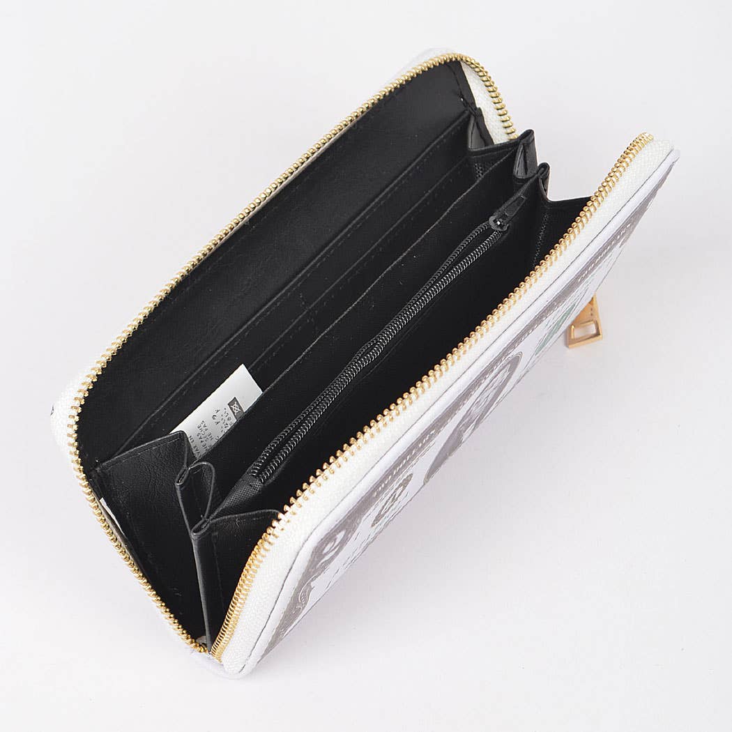 2 Dollar Bill Zip Wallet: Ivory