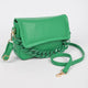 Faux Leather Chain Flap Bag: Green
