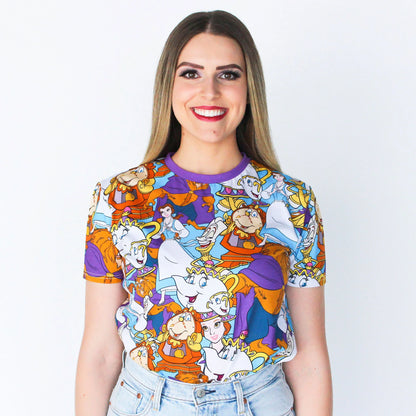 CakeWorthy Disney Beauty and the Beast All Over Print T-Shirt