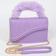 Faux Fur Braided Handle Bag: Lavender
