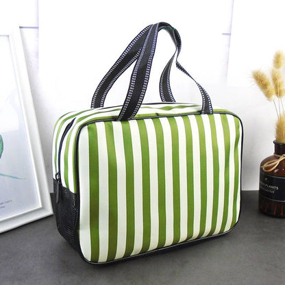 Waterproof Mesh Shower Bag Striped Toiletry Bag: Pink / M