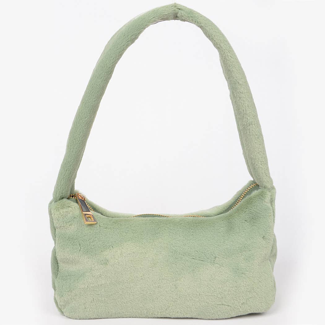 HPC5123 SOLID FAUX FUR SHOULDER BAG: Yellow