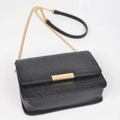 Embossed Faux Leather Flap Bag: Camel