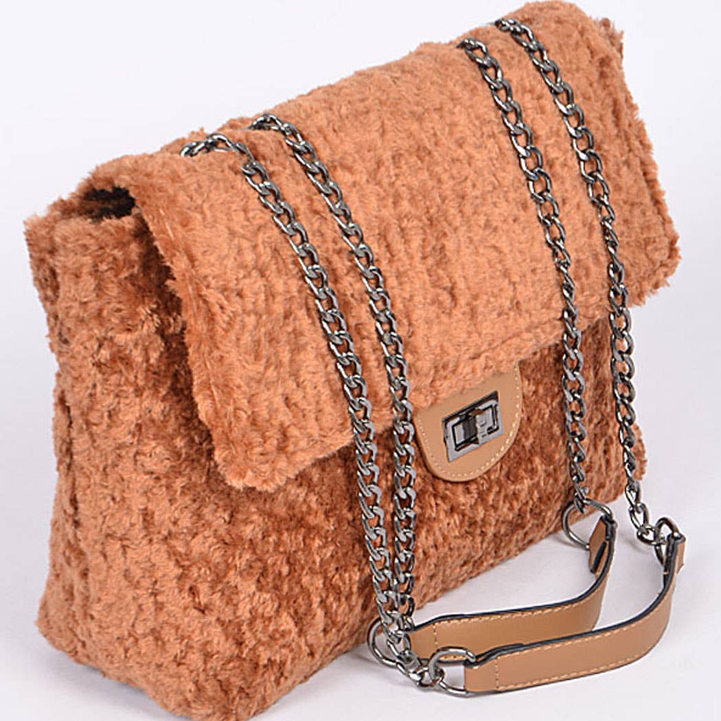 Faux Fur Clutch: Dark Pink