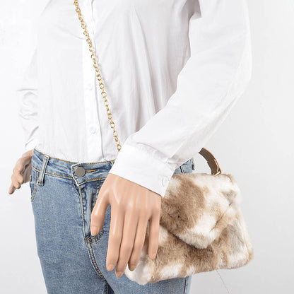 Tie Dye Fur Flap Bag: Blue
