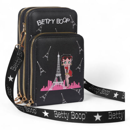 Betty Boop Red Lips PVC Crossbody Wallet Bag