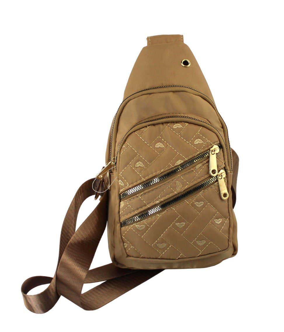 Polished Nylon Sling Bag - Sleek Multi-Pocket Chest Pack