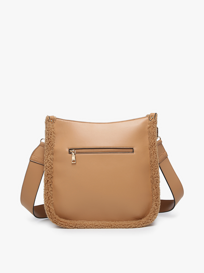 Chloe Teddy Trim Crossbody with Guitar Strap | M1977TED : Blush