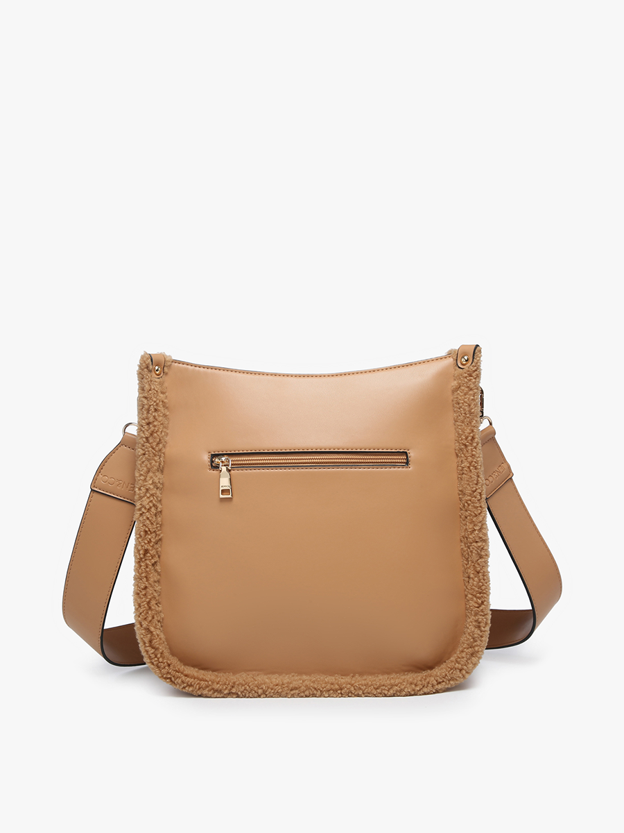 Chloe Teddy Trim Crossbody with Guitar Strap | M1977TED : Brown/Brown