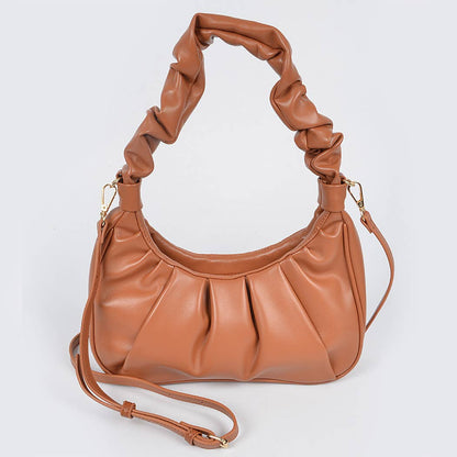 Pleated Simple Shoulder Bag: Pink