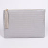 Shine Leather Clutch: Grey