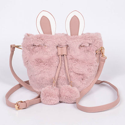 Faux Fur Bunny Clutch: Black