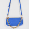 Micro Suede Chain Handle Clutch: Cobalt