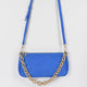 Micro Suede Chain Handle Clutch: Cobalt
