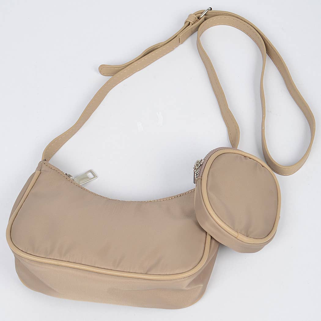Women's Nylon Zip Crossbody Clutch with Mini Bag: COB