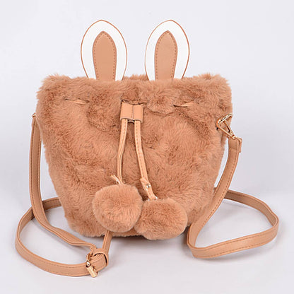 Faux Fur Bunny Clutch: Black