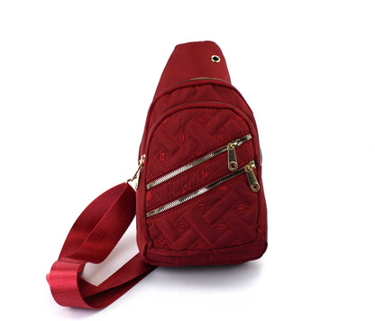 Polished Nylon Sling Bag - Sleek Multi-Pocket Chest Pack