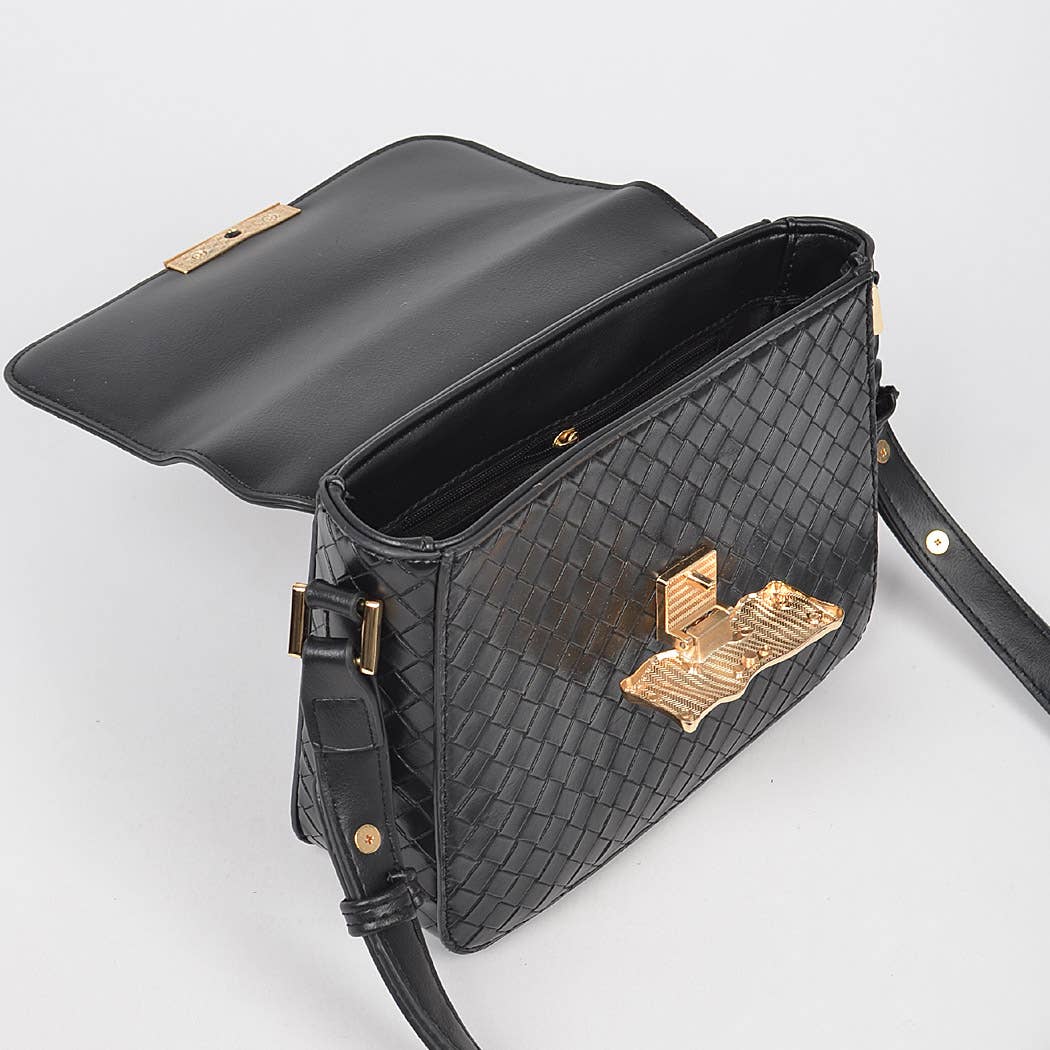Faux Leather Crossbody Bag: Purple