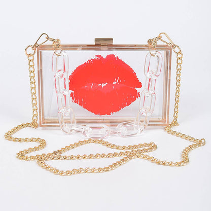 Lip Clear Hard Clutch W/clear Chain: Clear Red