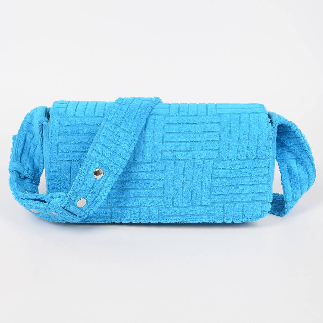 Embossed Micro Suede Shoulder Bag: Green
