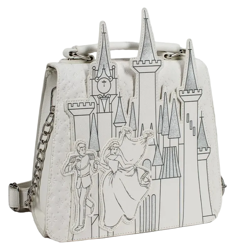 Handbag with castle and fairy tale design on a white background