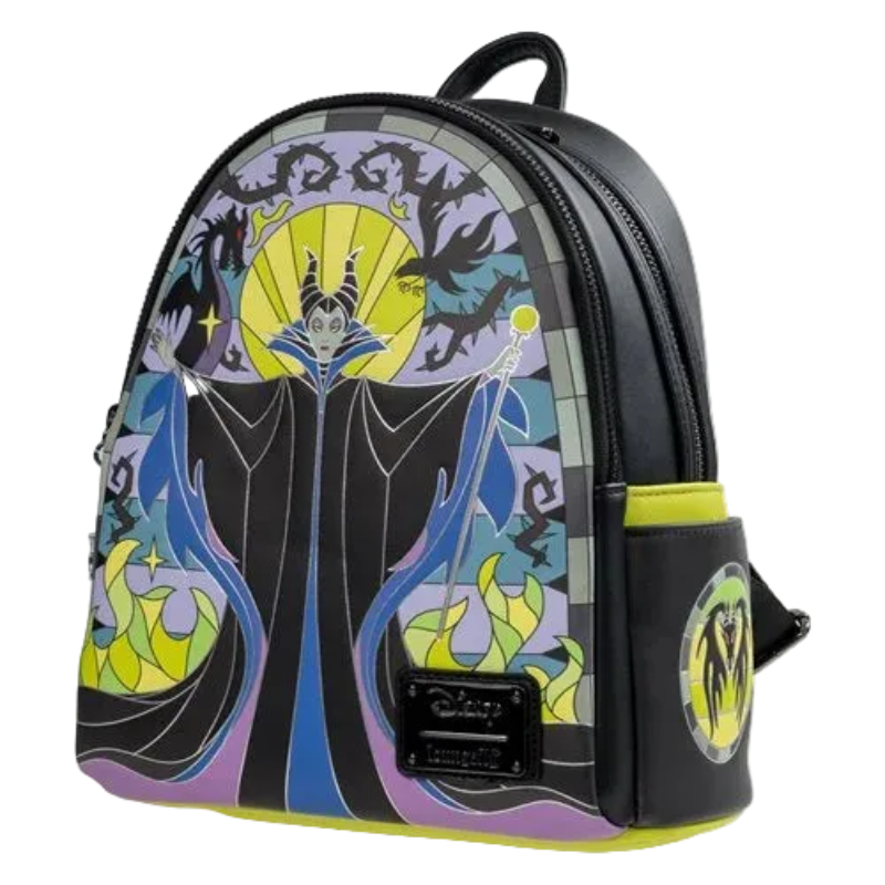 Backpack with animated character design on a white background