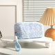 Fluffy Plush Leopard Print Cosmetic Bags with Wrist Straps: Blue / M