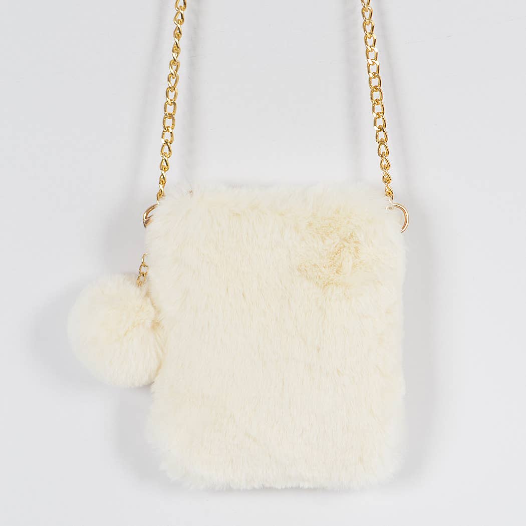 Faux Fur Cellphone Bag: Mustard