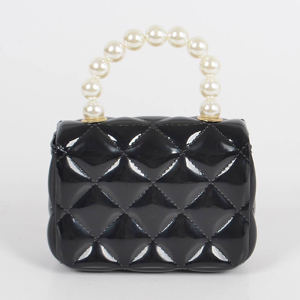 Jelly Shiney Mini Bag W Imitation Pearl Handle: Yellow