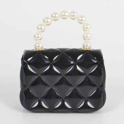Jelly Shiney Mini Bag W Imitation Pearl Handle: Yellow