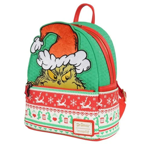 Loungefly How the Grinch Stole Christmas Grinch Christmas Sweater Mini Backpack - Limited Edition Exclusive