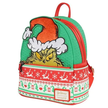 Loungefly How the Grinch Stole Christmas Grinch Christmas Sweater Mini Backpack - Limited Edition Exclusive