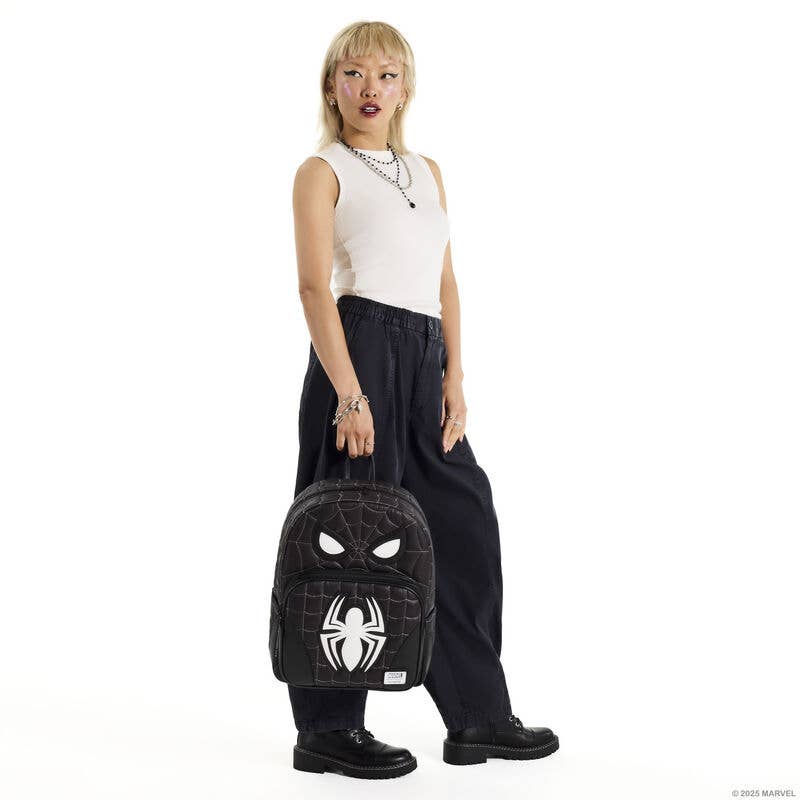 Spider-Man Black Suit Cosplay Quilted Full-Size Backpack Loungefly Marvel