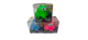 Green and pink 'Kitty Squish' toys with packaging on a white surface.
