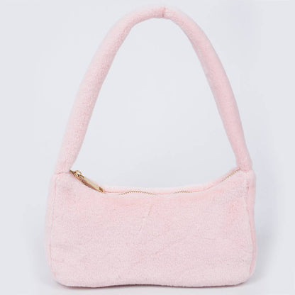 HPC5123 SOLID FAUX FUR SHOULDER BAG: Yellow