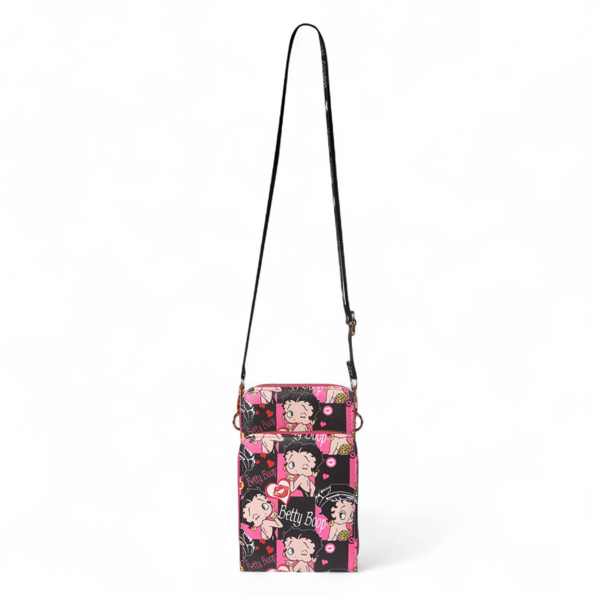 Betty Boop Red Lips PVC Crossbody Wallet Bag
