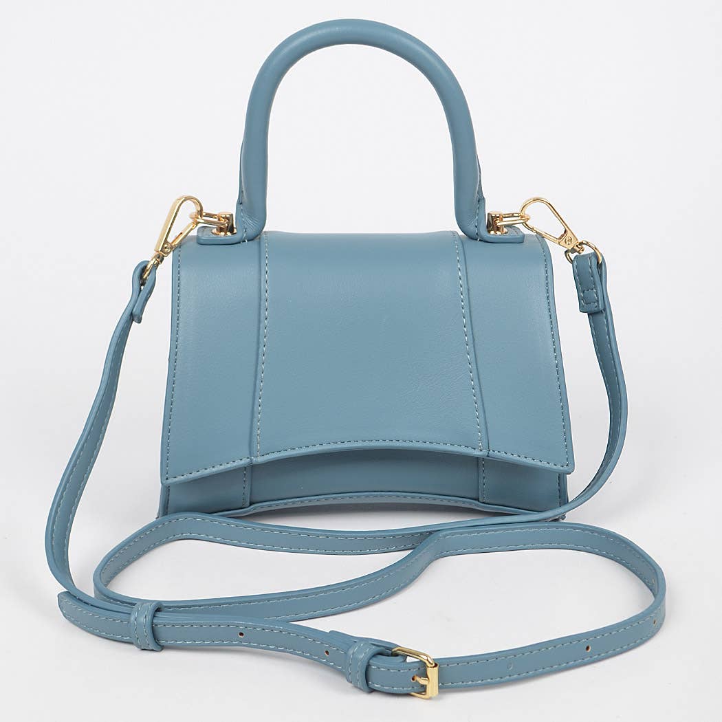 Faux Leather Top Handle Bag: Lavender