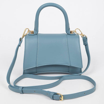 Faux Leather Top Handle Bag: Lavender
