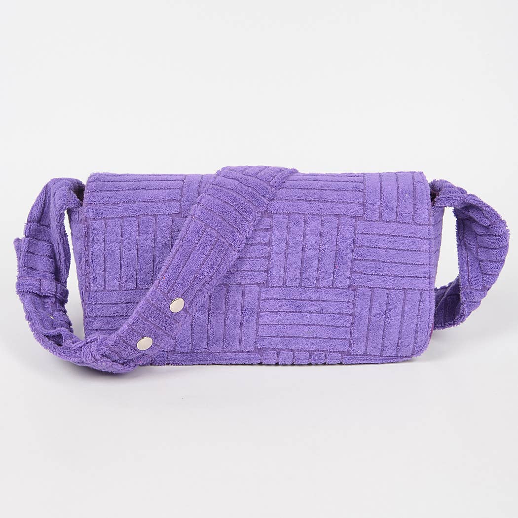 Embossed Micro Suede Shoulder Bag: Black